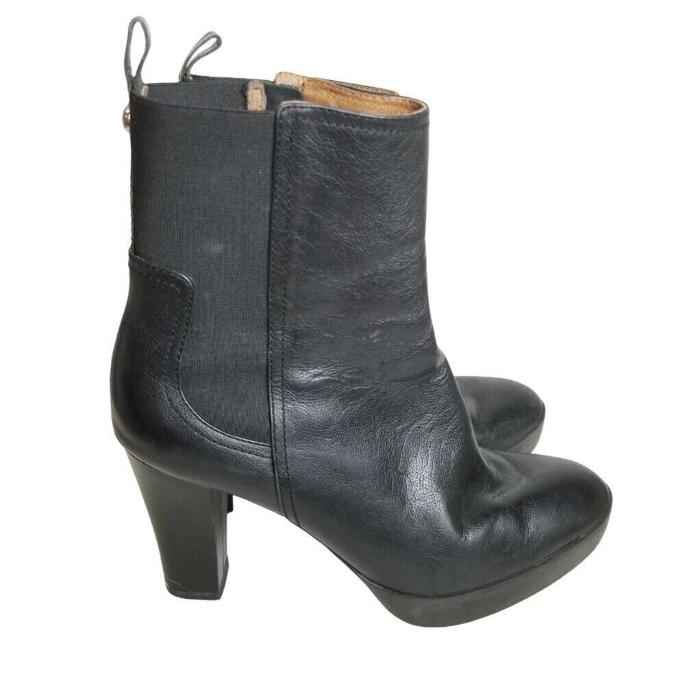 Donald Pliner Womens Milan Black Leather Heeled Boots Sz 8.5M Designer Classic
